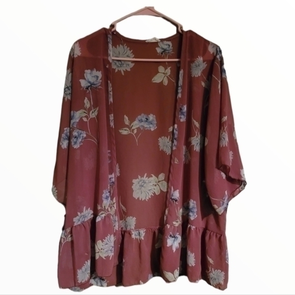 Duets Mauve Pink Floral Kimono